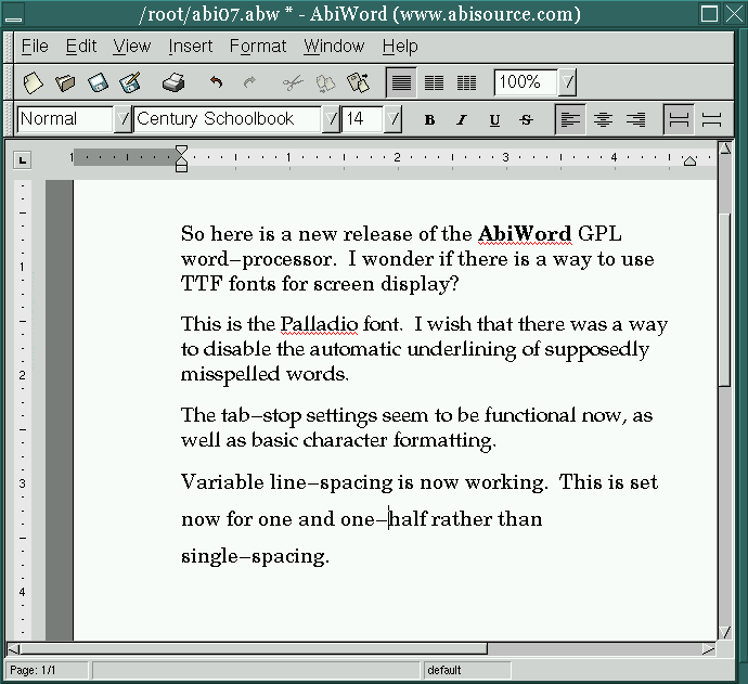 AbiWord window