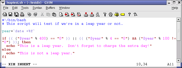 year=`date +%Y`; if (( ("$year" % 400) == "0" )) || (( ("$year" % 4 == "0") && ("$year" % 100 != "0") )); then echo "this is a leap year."; else echo "not a leap year"; fi